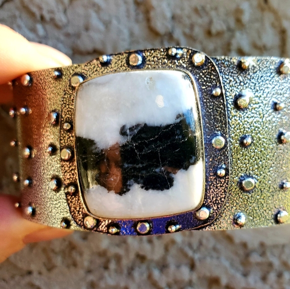 New Zebra Jasper Silver Cuff Bracelet. - Picture 14 of 16